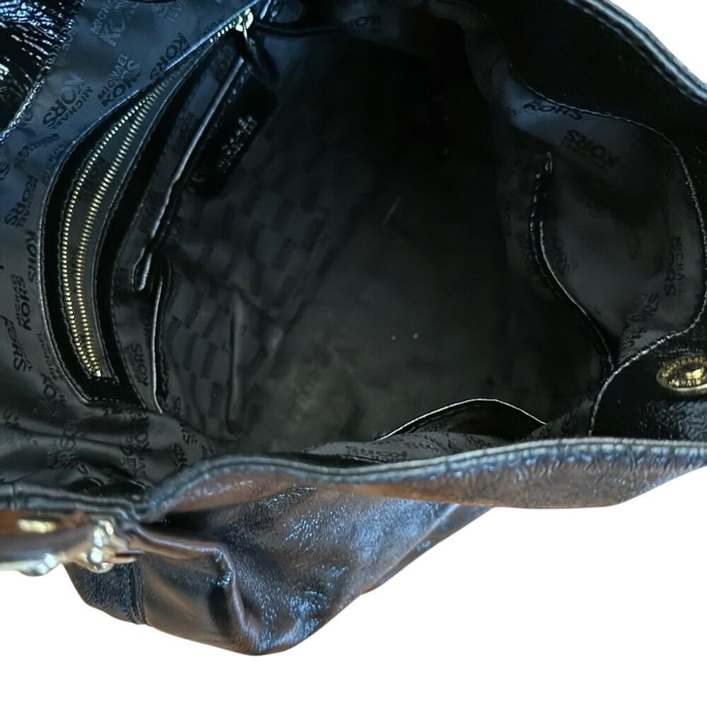 Michael Kors Joplin Patent Leather Hobo Large Shoulder Bag Black - Picture 8 of 12